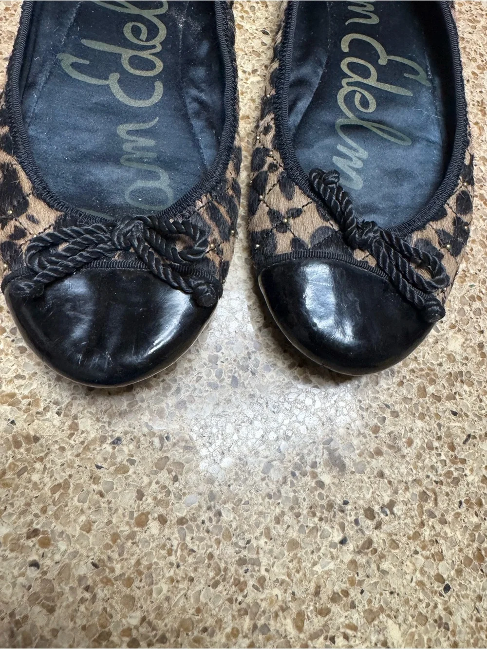 Sam Edelman Leopard-Print Ballet Flats with Black Cap Toe